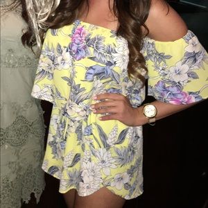 Tropical design, off the shoulder romper